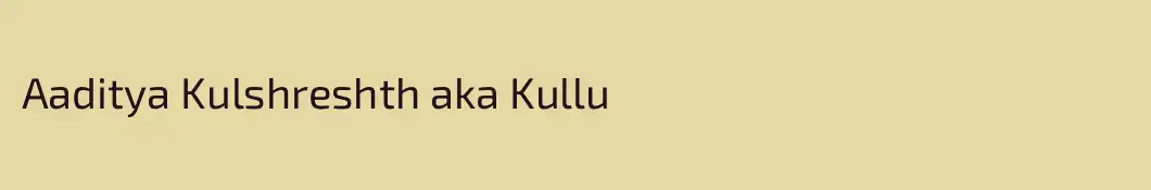 Aaditya Kulshreshth aka Kullu